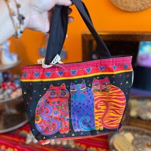 Laurel Burch Black and Multicolor Cat Tote